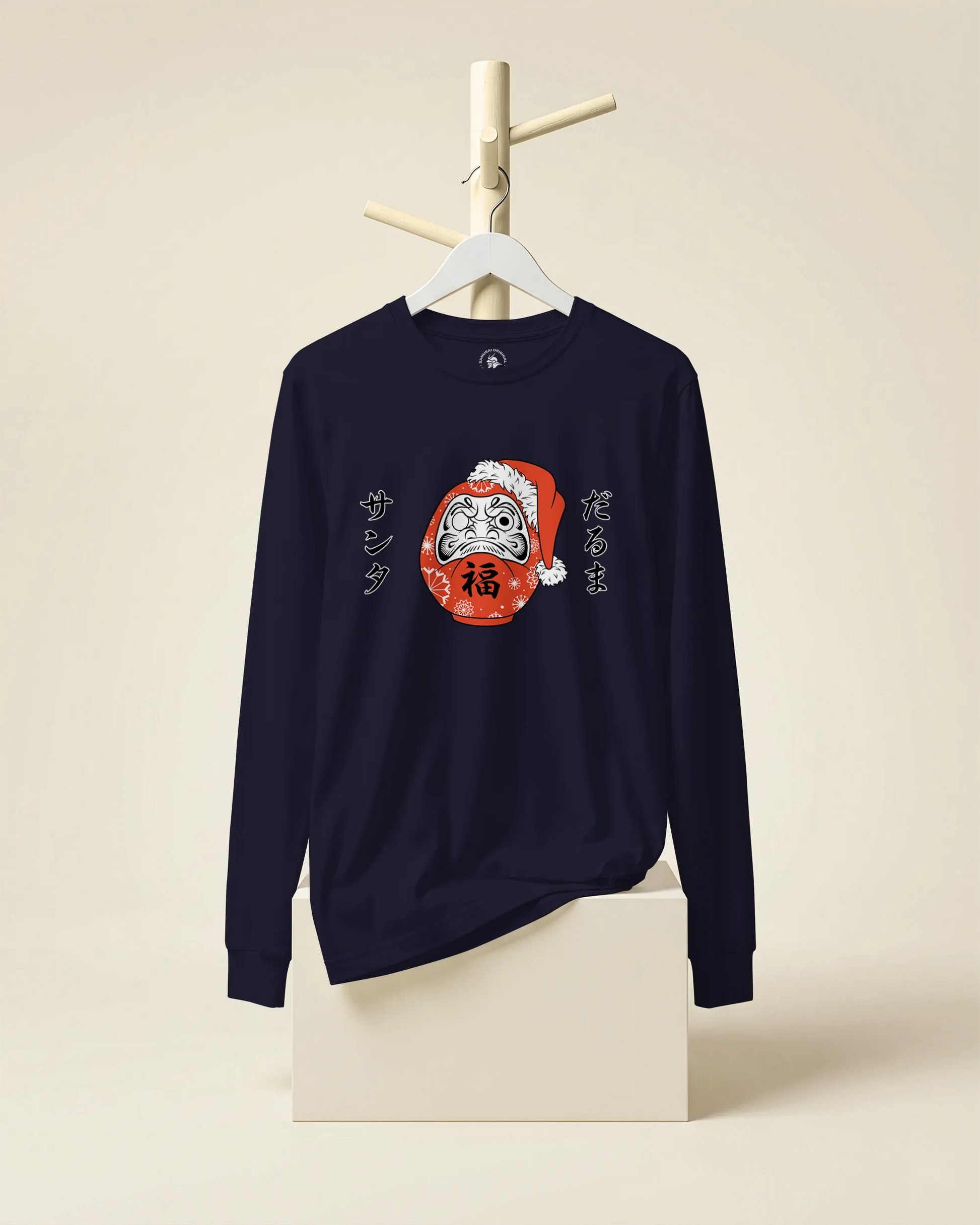 Santa Daruma Japanese Ukiyo-e Unisex Long Sleeve Tee - Samurai Original