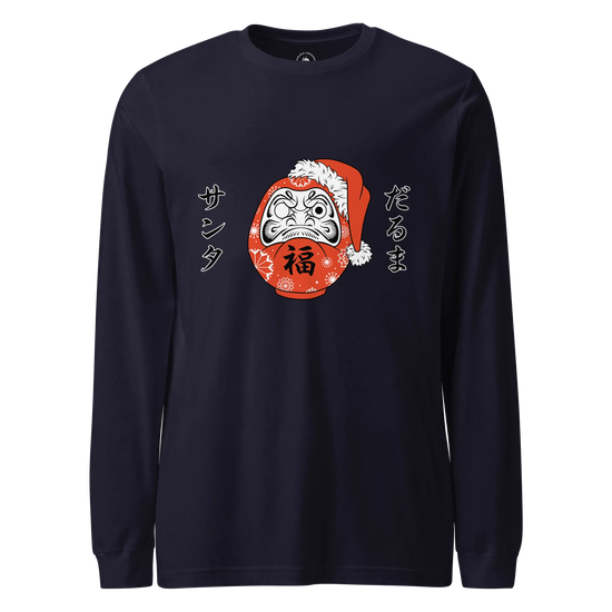 Santa Daruma Japanese Ukiyo-e Unisex Long Sleeve Tee Navy - Samurai Original