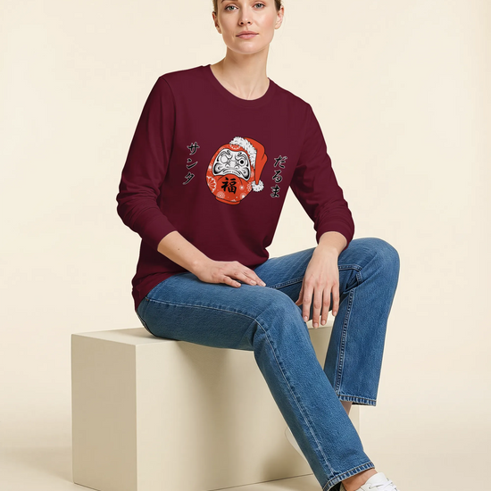 Santa Daruma Japanese Ukiyo-e Unisex Long Sleeve Tee - Samurai Original