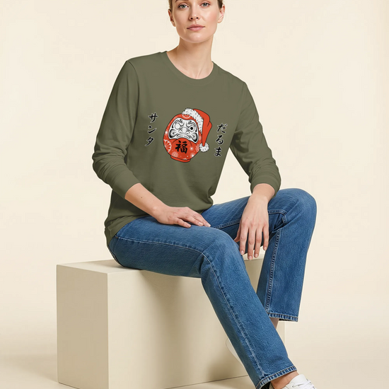 Santa Daruma Japanese Ukiyo-e Unisex Long Sleeve Tee - Samurai Original