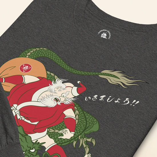 Santa Rides Dragon Japanese Ukiyo-e Unisex Long Sleeve Tee - Samurai Original