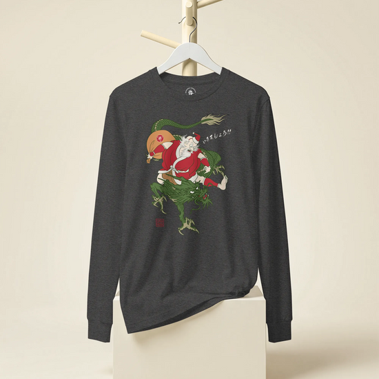 Santa Rides Dragon Japanese Ukiyo-e Unisex Long Sleeve Tee - Samurai Original