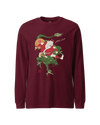 Santa Rides Dragon Japanese Ukiyo-e Unisex Long Sleeve Tee Maroon - Samurai Original