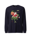 Santa Rides Dragon Japanese Ukiyo-e Unisex Long Sleeve Tee Navy - Samurai Original