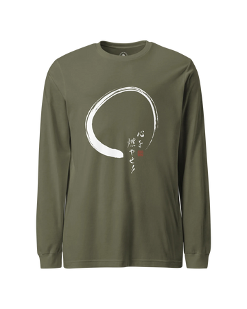 Set Your Heart Ablaze Unisex Long Sleeve Tee Military Green - Samurai Original