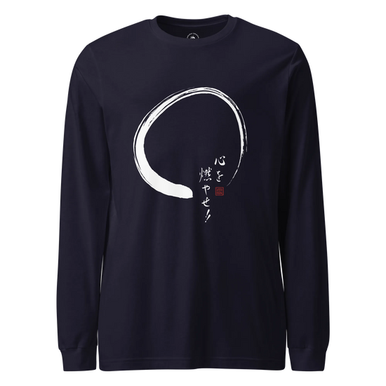 Set Your Heart Ablaze Unisex Long Sleeve Tee Navy - Samurai Original