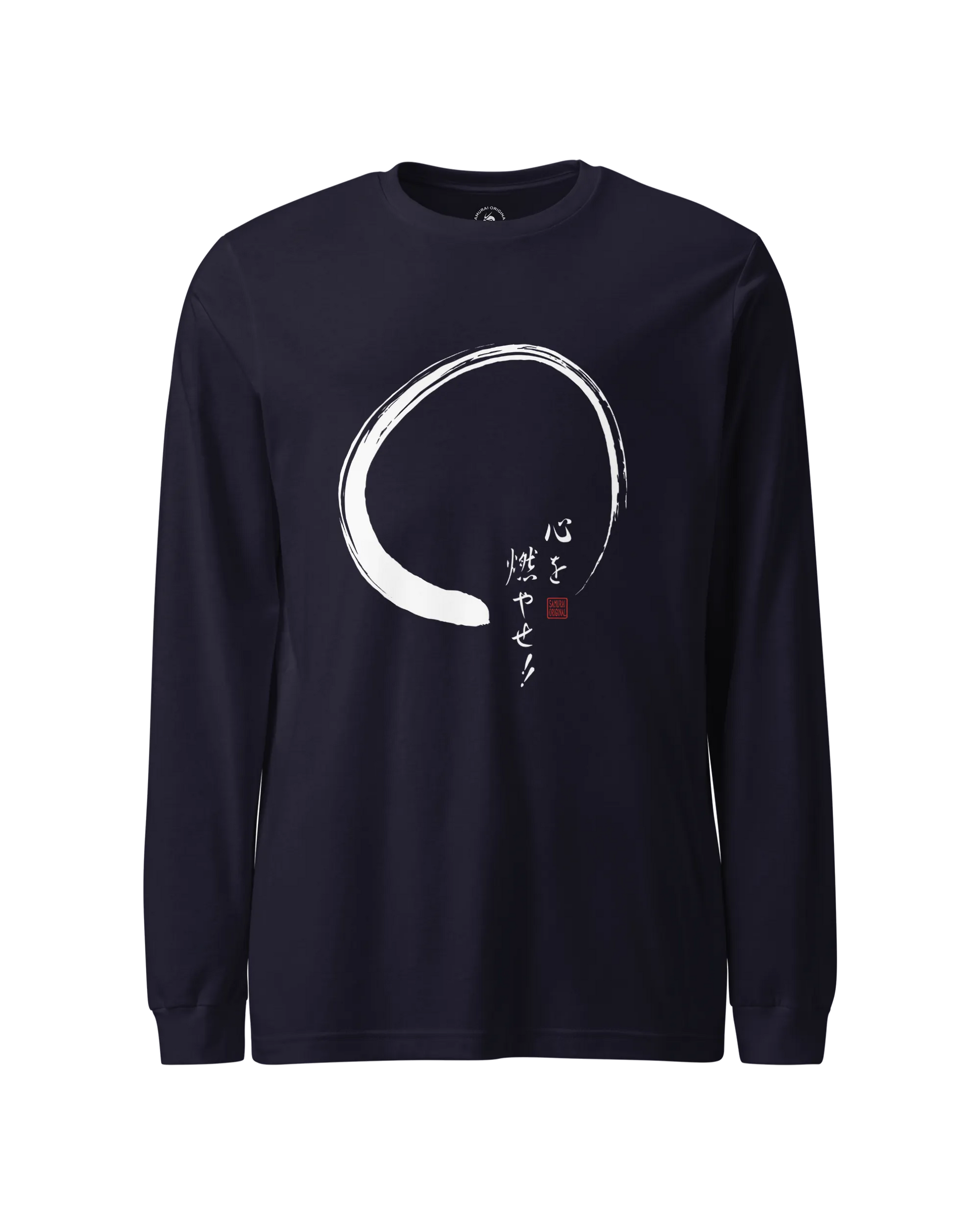 Set Your Heart Ablaze Unisex Long Sleeve Tee Navy - Samurai Original