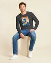 Shiba Inu Dog Surfing Ukiyo-e Unisex Long Sleeve Tee