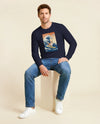 Shiba Inu Dog Surfing Ukiyo-e Unisex Long Sleeve Tee