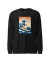 Shiba Inu Dog Surfing Ukiyo-e Unisex Long Sleeve Tee