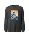 Shiba Inu Dog Surfing Ukiyo-e Unisex Long Sleeve Tee