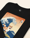 Shiba Inu Dog Surfing Ukiyo-e Unisex Long Sleeve Tee