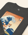 Shiba Inu Dog Surfing Ukiyo-e Unisex Long Sleeve Tee