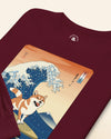Shiba Inu Dog Surfing Ukiyo-e Unisex Long Sleeve Tee