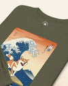Shiba Inu Dog Surfing Ukiyo-e Unisex Long Sleeve Tee