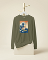 Shiba Inu Dog Surfing Ukiyo-e Unisex Long Sleeve Tee