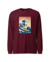 Shiba Inu Dog Surfing Ukiyo-e Unisex Long Sleeve Tee