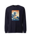 Shiba Inu Dog Surfing Ukiyo-e Unisex Long Sleeve Tee