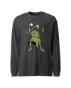 Halloween Samurai Skeleton Juggling Japanese Ukiyo-e Unisex Long Sleeve Tee Dark Grey Heather - Samurai Original