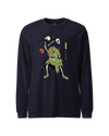 Halloween Samurai Skeleton Juggling Japanese Ukiyo-e Unisex Long Sleeve Tee Navy - Samurai Original