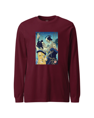 Skeleton Samurai & Geisha Gift For Valentine Unisex Long Sleeve Tee