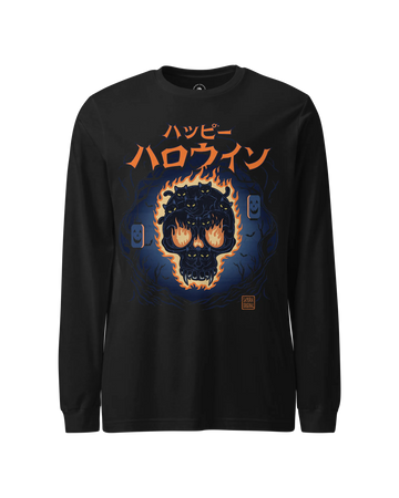 Skull of Black Cats Ukiyo-e Unisex Long Sleeve Tee