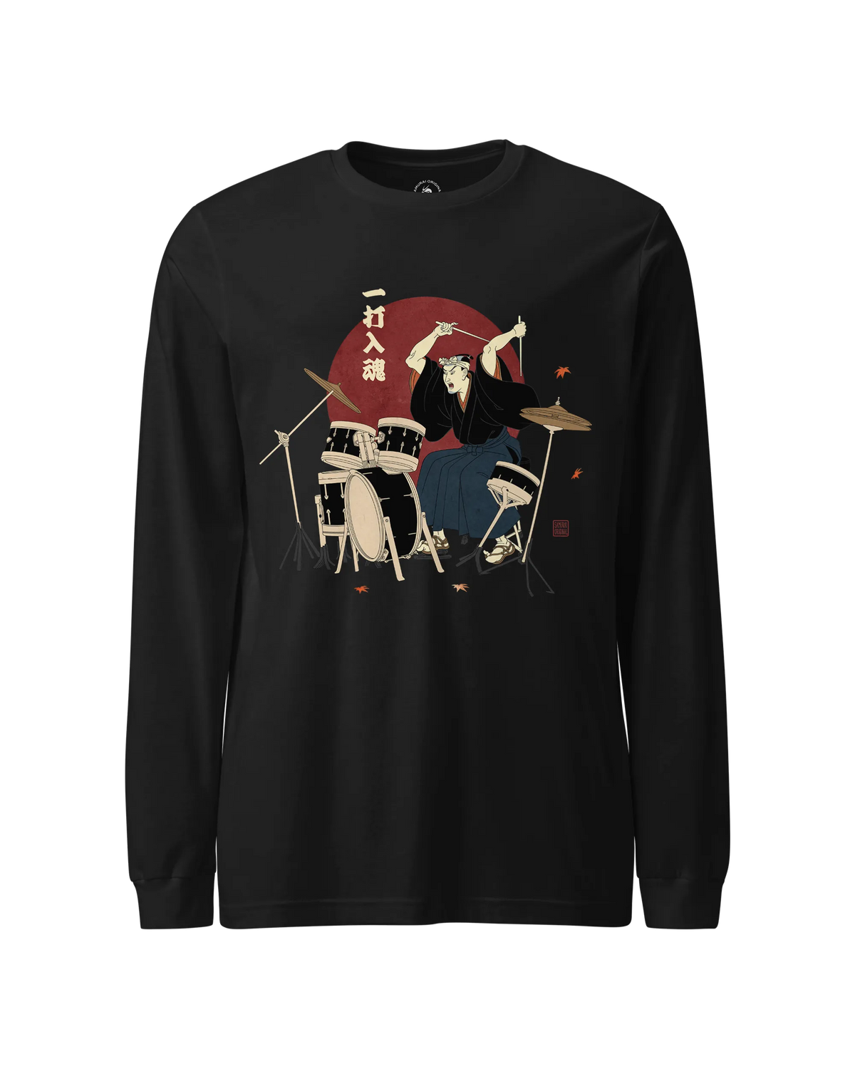 Soul Beat Samurai Drummer Unisex Long Sleeve Tee Black - Samurai Original
