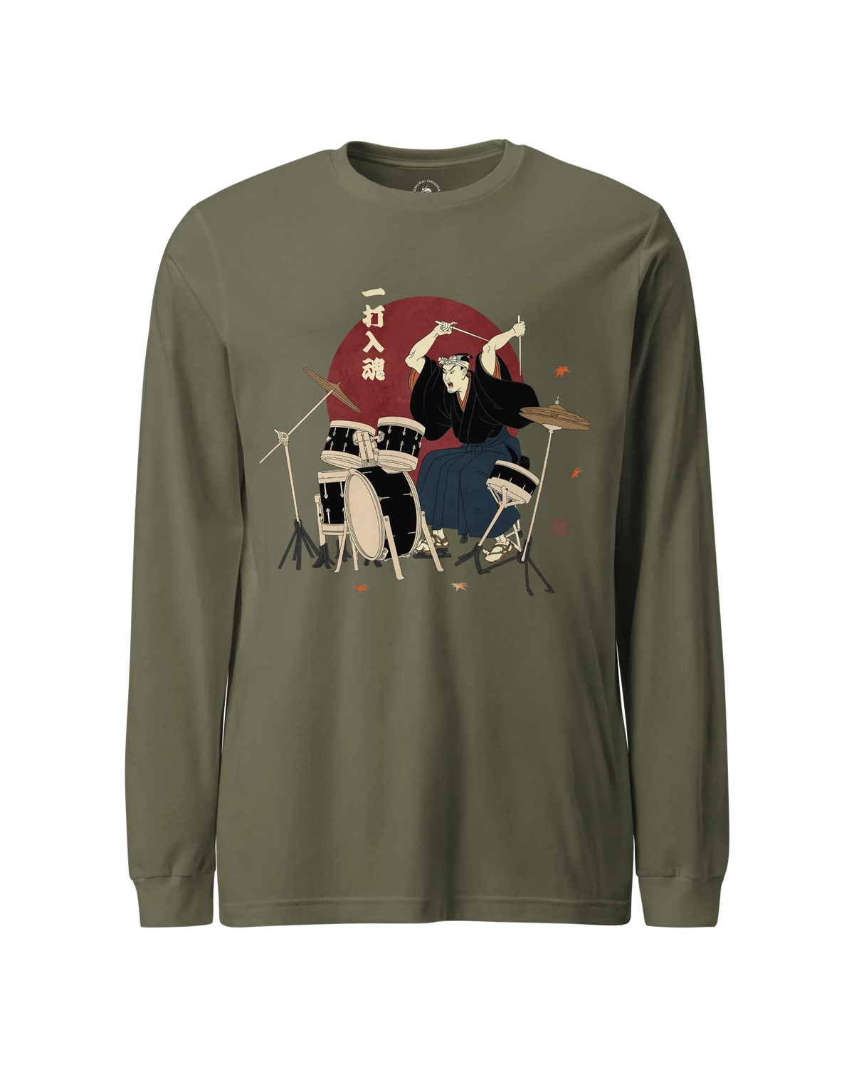 Soul Beat Samurai Drummer Unisex Long Sleeve Tee Military Green - Samurai Original