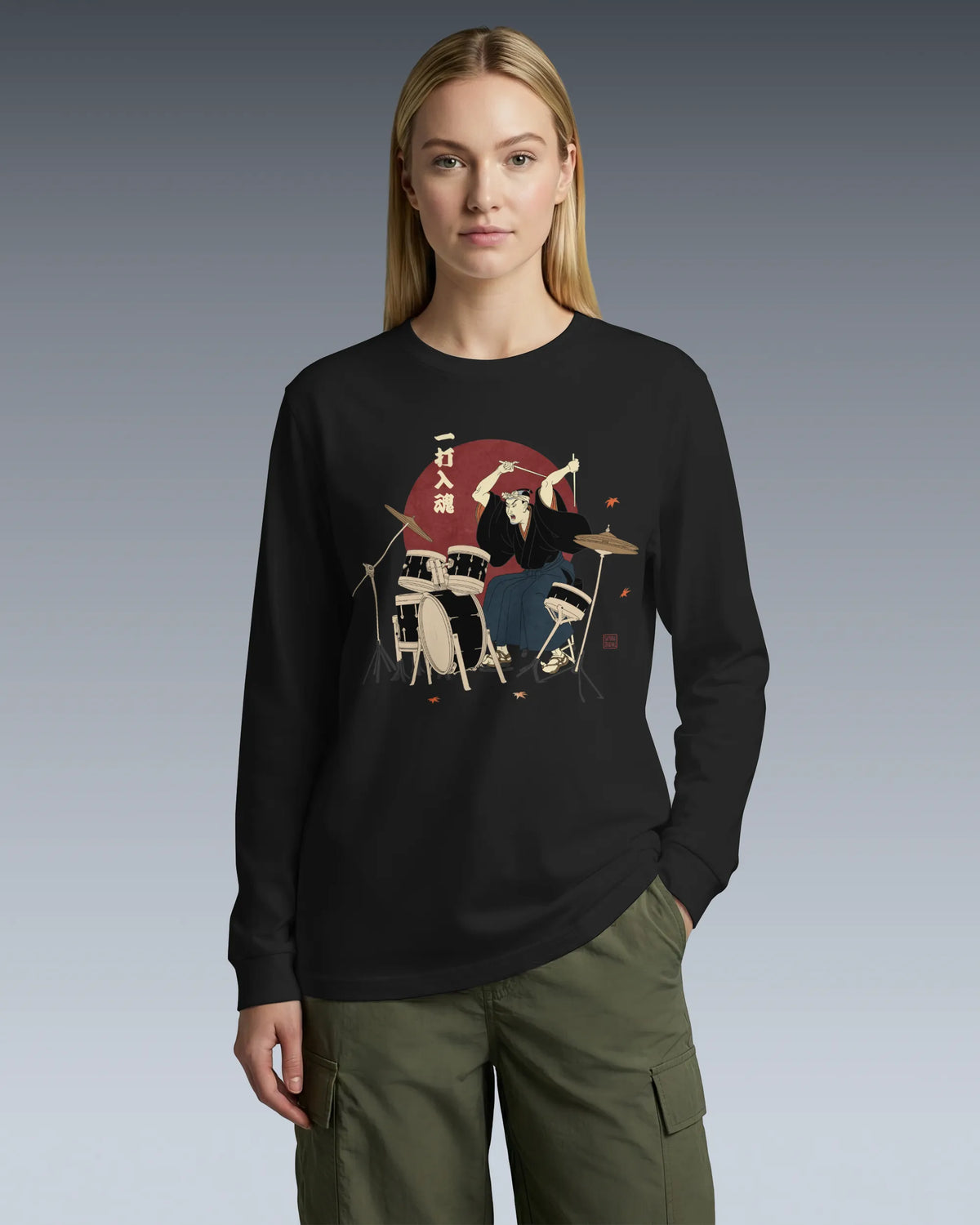 Soul Beat Samurai Drummer Unisex Long Sleeve Tee - Samurai Original