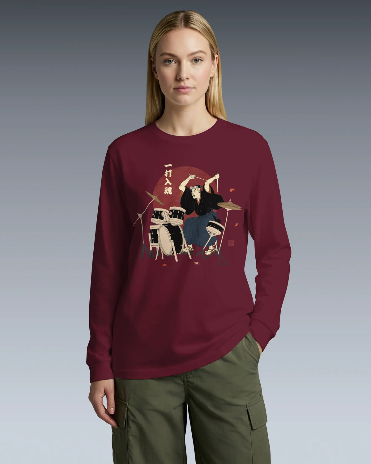 Soul Beat Samurai Drummer Unisex Long Sleeve Tee - Samurai Original