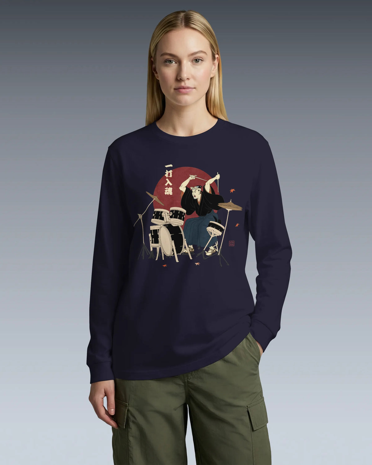 Soul Beat Samurai Drummer Unisex Long Sleeve Tee - Samurai Original