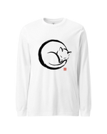 Sumi-e Sleeping Cat Unisex Long Sleeve Tee White - Samurai Original