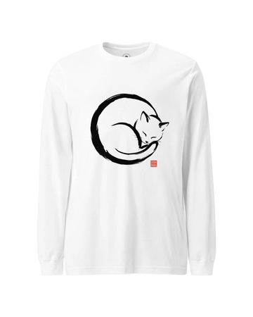 Sumi-e Sleeping Cat Unisex Long Sleeve Tee