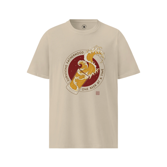 Surviving Fatherhood Beer Wave Organic T-Shirt Desert Dust - Samurai Original