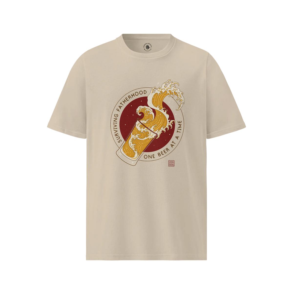 Surviving Fatherhood Beer Wave Organic T-Shirt Desert Dust - Samurai Original