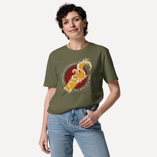 Surviving Fatherhood Beer Wave Organic T-Shirt - Samurai Original