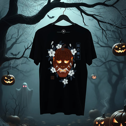 Hannya Pumpkin Halloween Japanese Ukiyo-e Unisex Organic T-shirt
