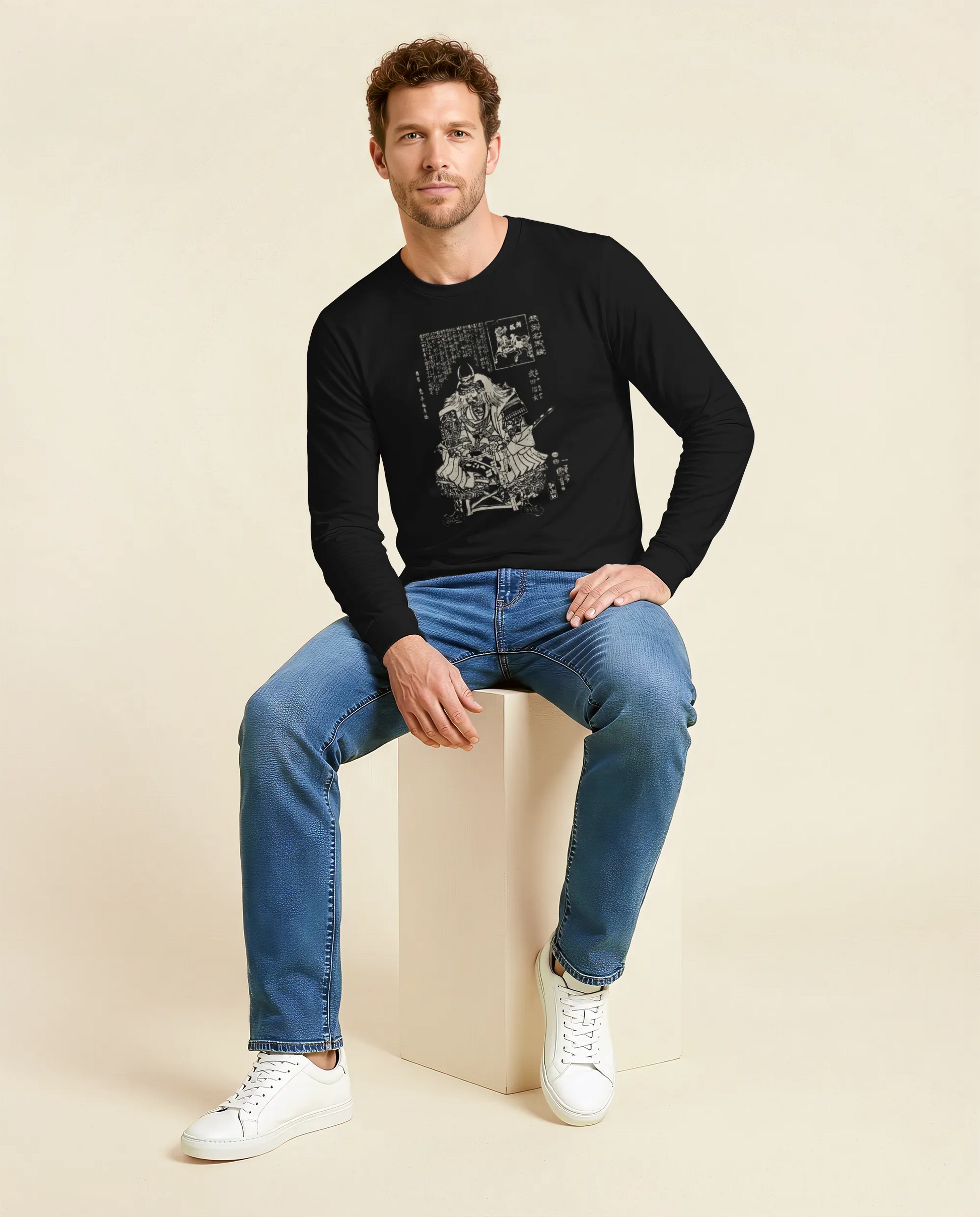 Takeda Shingen Daimyo Ukiyo-e Unisex Long Sleeve Tee - Samurai Original