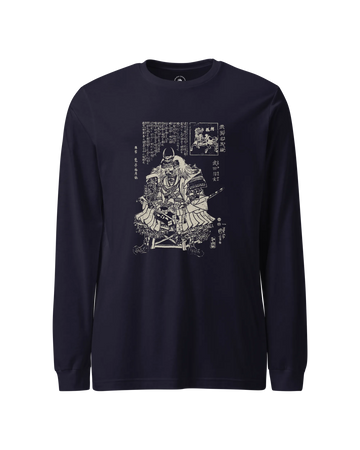 Takeda Shingen Daimyo Ukiyo-e Unisex Long Sleeve Tee Navy - Samurai Original