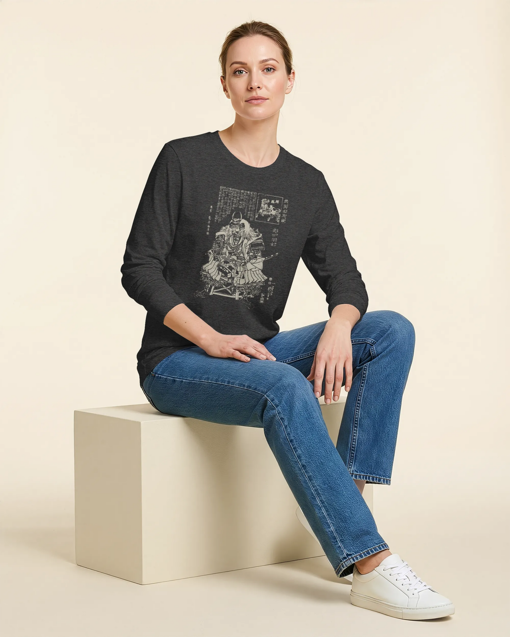Takeda Shingen Daimyo Ukiyo-e Unisex Long Sleeve Tee - Samurai Original