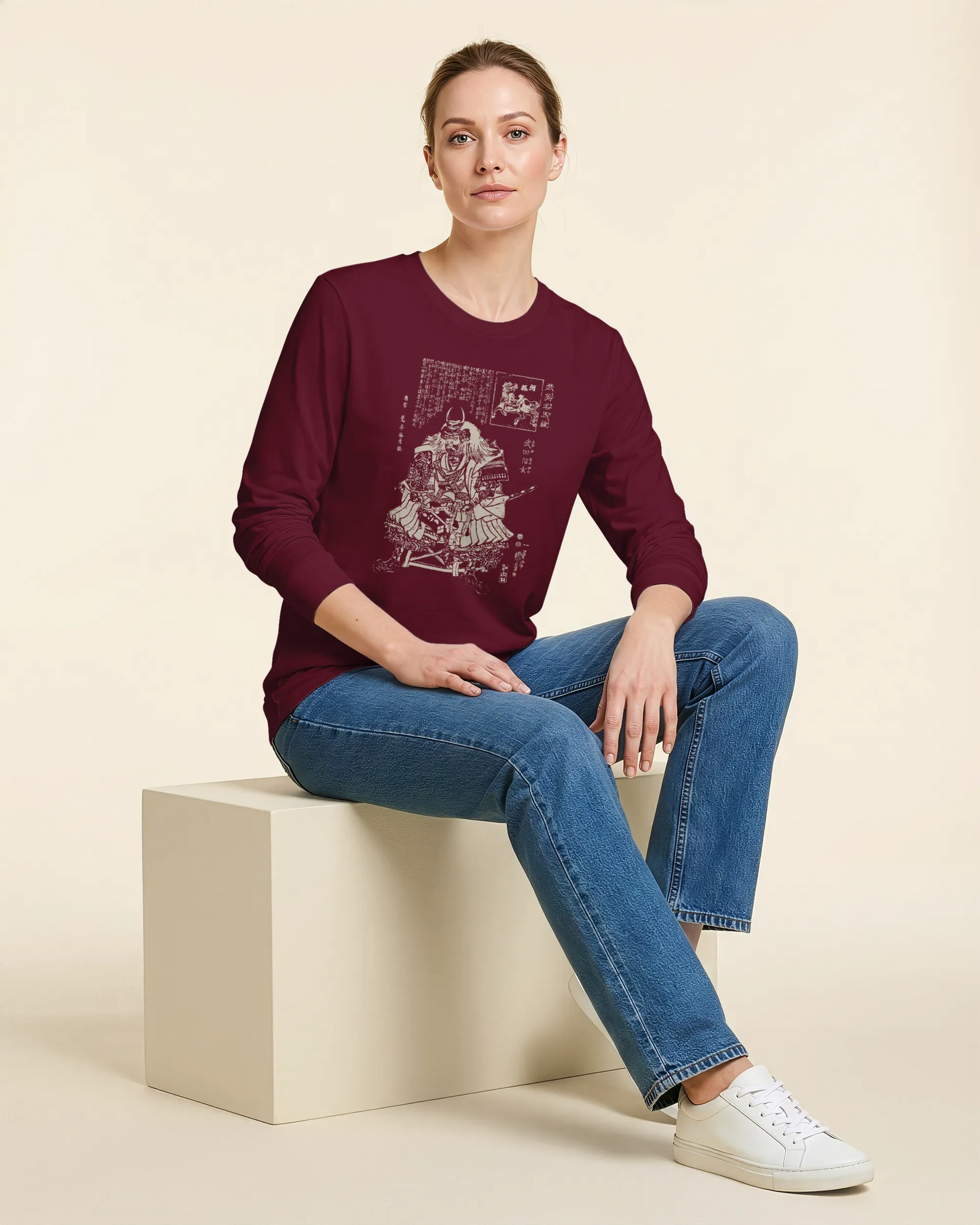Takeda Shingen Daimyo Ukiyo-e Unisex Long Sleeve Tee - Samurai Original