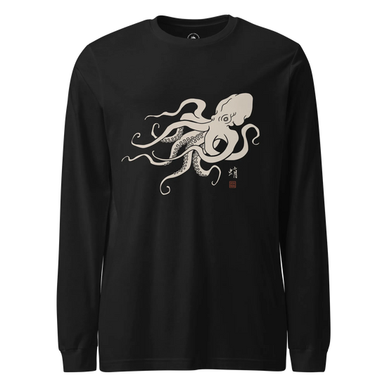 Octopus Graphic Art Unisex Long Sleeve Tee Black - Samurai Original