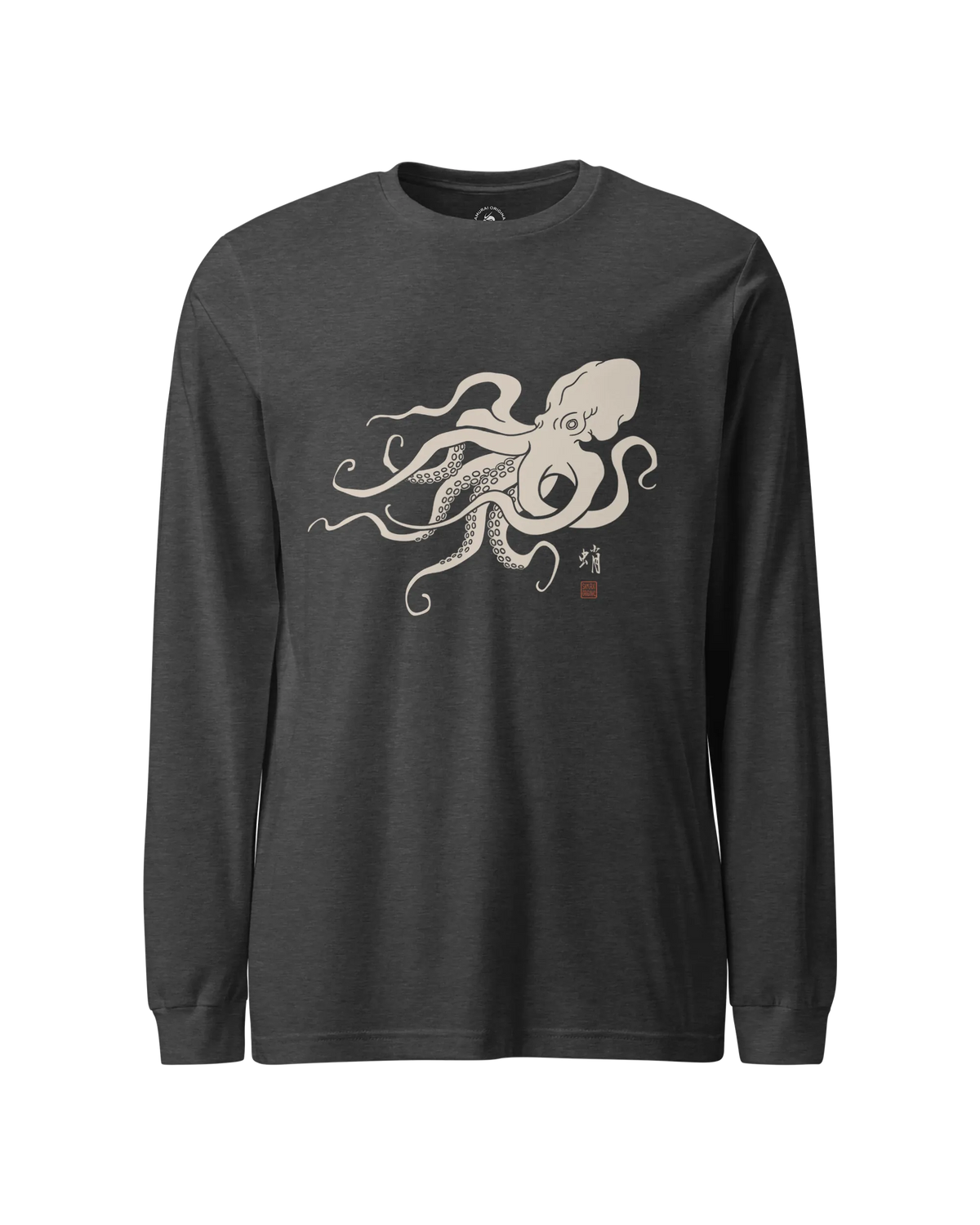 Octopus Graphic Art Unisex Long Sleeve Tee Dark Grey Heather - Samurai Original