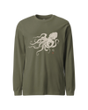 Octopus Graphic Art Unisex Long Sleeve Tee Military Green - Samurai Original