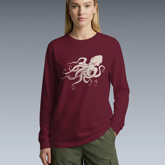 Octopus Graphic Art Unisex Long Sleeve Tee - Samurai Original