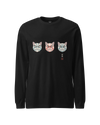 The Kabuki Neko Trio Unisex Long Sleeve Tee Black - Samurai Original