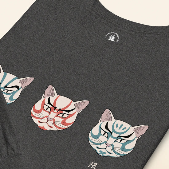 The Kabuki Neko Trio Unisex Long Sleeve Tee - Samurai Original
