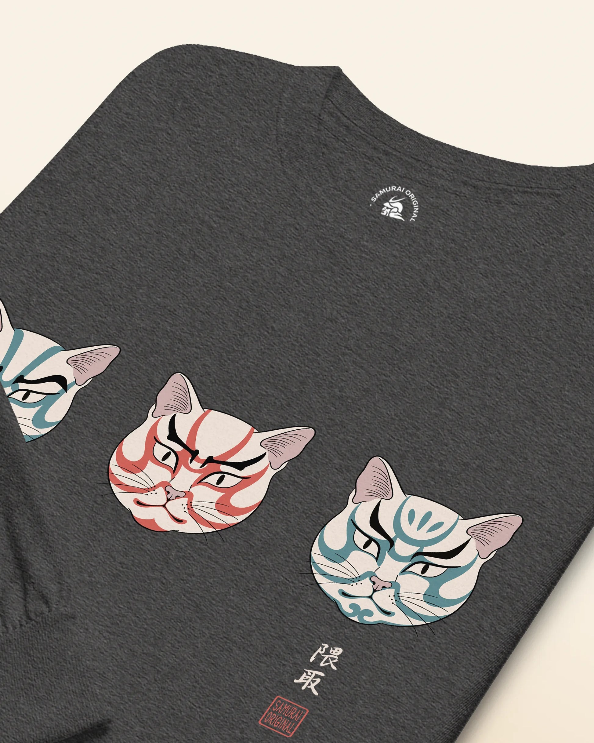 The Kabuki Neko Trio Unisex Long Sleeve Tee - Samurai Original