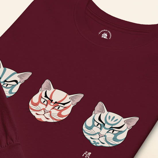 The Kabuki Neko Trio Unisex Long Sleeve Tee - Samurai Original