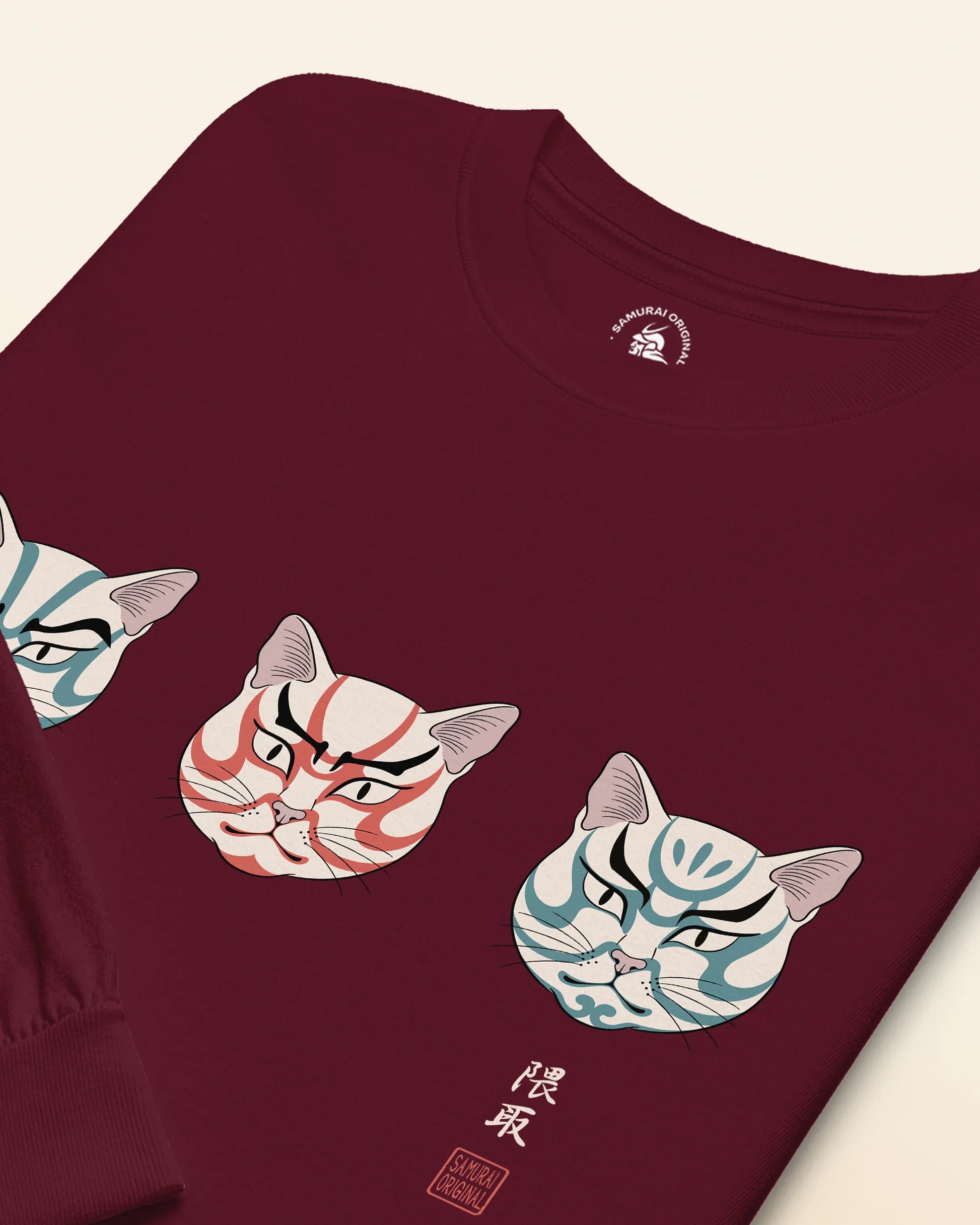 The Kabuki Neko Trio Unisex Long Sleeve Tee - Samurai Original